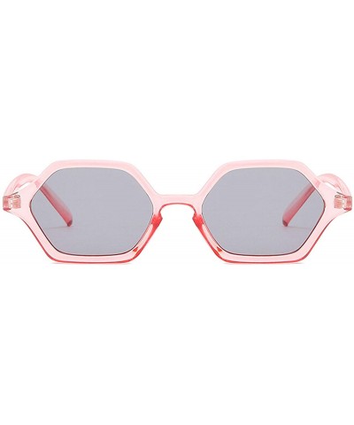 Oval Classic Retro Designer Style Polygonal Square Sunglasses for Women Plastic AC UV400 Sunglasses - Pink - CX18SAS0IKU $27.03