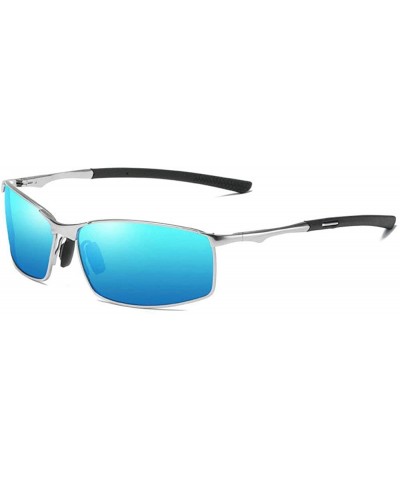 Square designe rcustom polarized sunglasses fashion - Silver&blue-1.5 - CQ18N6NR643 $26.48