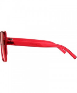 Square Womens Super Oversized Fashion Sunglasses Flat Top Square Translucent Frame - Red - C518C3MZA9G $12.27