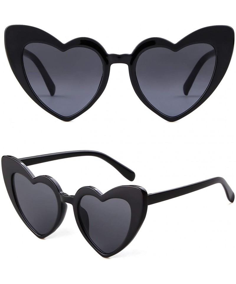 Goggle Clout Goggle Heart Sunglasses Vintage Cat Eye Mod Style Retro Kurt Cobain Glasses - Black - CT188AR0OXW $11.94