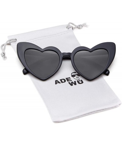 Goggle Clout Goggle Heart Sunglasses Vintage Cat Eye Mod Style Retro Kurt Cobain Glasses - Black - CT188AR0OXW $11.94
