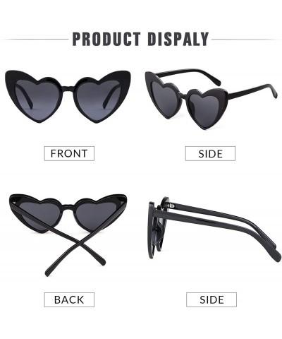 Goggle Clout Goggle Heart Sunglasses Vintage Cat Eye Mod Style Retro Kurt Cobain Glasses - Black - CT188AR0OXW $11.94