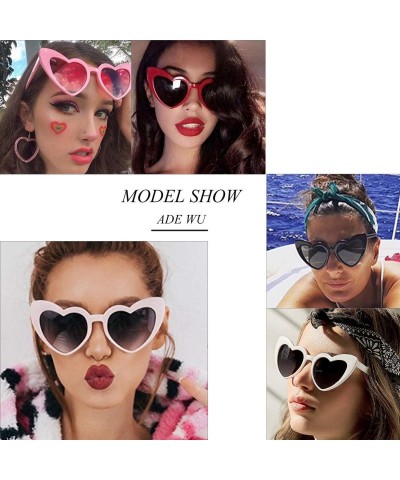 Goggle Clout Goggle Heart Sunglasses Vintage Cat Eye Mod Style Retro Kurt Cobain Glasses - Black - CT188AR0OXW $11.94