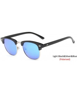 Goggle Semi-Rimless Sunglasses Women Men Polarized Retro Eyeglasses - C14 Lightblack Blue - CK194OKCSTH $16.45