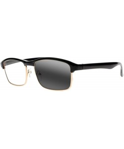 Rectangular Classic Men Metal Half Gold Transition Photochromic UV400 Sunglasses Reading Glasses - Black - CG18E8UUQ02 $21.10