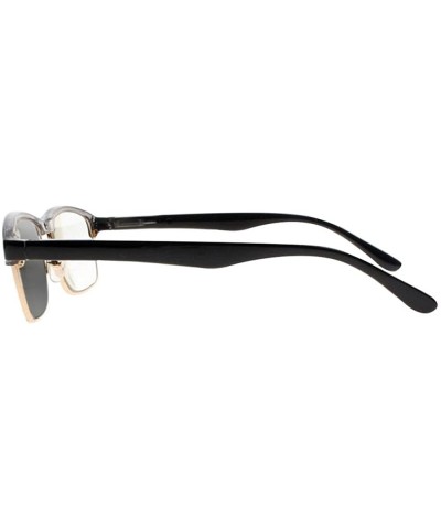 Rectangular Classic Men Metal Half Gold Transition Photochromic UV400 Sunglasses Reading Glasses - Black - CG18E8UUQ02 $21.10