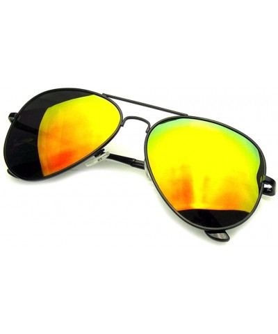 Aviator Premium Full Mirrored Aviator Polarized Sunglasses Flash Mirror Lens - Black Red - C312MYW0ION $20.15