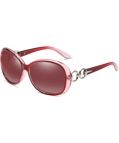 Oversized Luxury Retro Goggle Women Polarized Sunglasses 100% Oversized UV Protection 2115 - Red - CY18MG58DWX $11.82