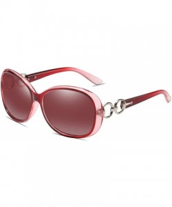 Oversized Luxury Retro Goggle Women Polarized Sunglasses 100% Oversized UV Protection 2115 - Red - CY18MG58DWX $11.82