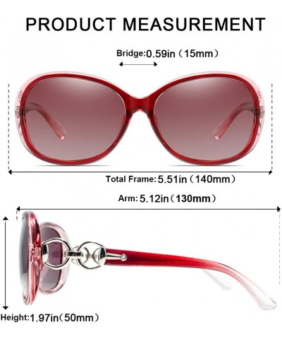 Oversized Luxury Retro Goggle Women Polarized Sunglasses 100% Oversized UV Protection 2115 - Red - CY18MG58DWX $11.82