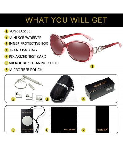 Oversized Luxury Retro Goggle Women Polarized Sunglasses 100% Oversized UV Protection 2115 - Red - CY18MG58DWX $11.82