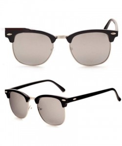 Goggle Semi-Rimless Sunglasses Women Men Polarized Retro Eyeglasses - C14 Lightblack Blue - CK194OKCSTH $16.45