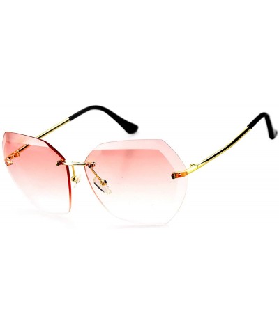 Square Liemiao Sunglasses Women Masonry Cutting Lens Large Rimless Glasses LM0110 - Pink - CK18T4KR6ZH $30.98