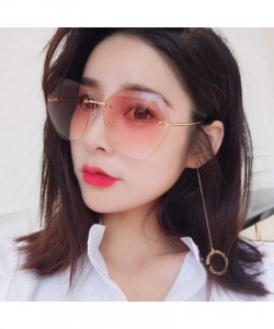 Square Liemiao Sunglasses Women Masonry Cutting Lens Large Rimless Glasses LM0110 - Pink - CK18T4KR6ZH $14.08