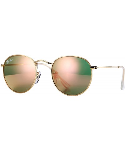 Oversized PA3447 Classic Crystal Glass Lens Retro Round Metal Sunglasses-50mm - Crystal Pink Mirrored Lens - CY12OBO63LY $41.20