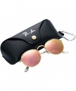Oversized PA3447 Classic Crystal Glass Lens Retro Round Metal Sunglasses-50mm - Crystal Pink Mirrored Lens - CY12OBO63LY $18.97