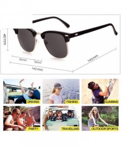 Goggle Semi-Rimless Sunglasses Women Men Polarized Retro Eyeglasses - C14 Lightblack Blue - CK194OKCSTH $16.45