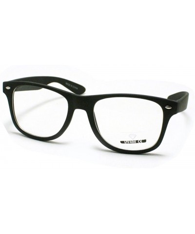 Wayfarer Matte Finish Clear Lens Eyeglasses Classic Square Horn Rim Vintage Frames - Matte Black - CK11DFMZMZ5 $11.45