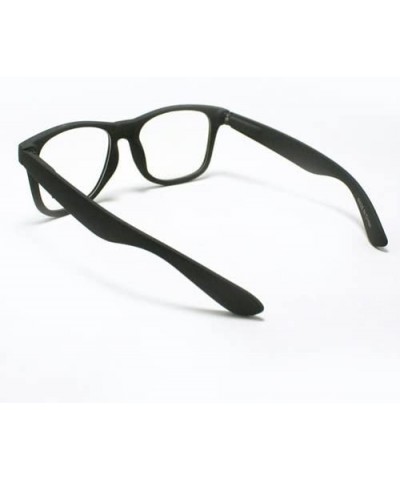 Wayfarer Matte Finish Clear Lens Eyeglasses Classic Square Horn Rim Vintage Frames - Matte Black - CK11DFMZMZ5 $11.45