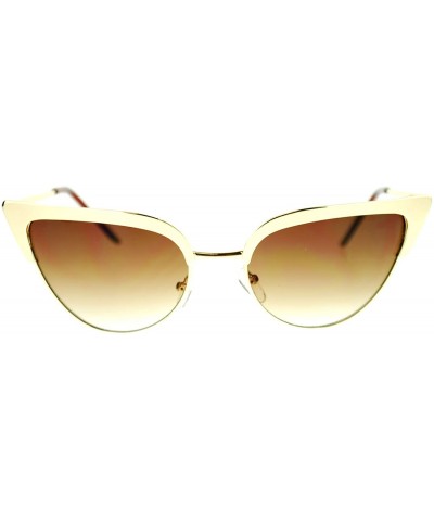 Cat Eye Womens Full Metal Frame Classic Retro Diva Cat Eye Sunglasses - Gold - CD11TDG8J2Z $8.47