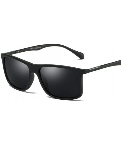 Rectangular Polarized Sunglasses Tr90 Rectangle 2019 Fashion Sun Glasses for Men Accessories - Matte Black - CQ18HAKRQD3 $10.35