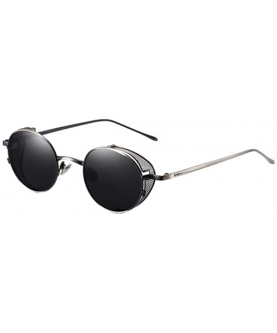 Round Unisex Steampunk Style Round Sunglasses Blue Light Blocking Glasses - Black - CY197IER3IH $10.16