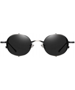 Round Unisex Steampunk Style Round Sunglasses Blue Light Blocking Glasses - Black - CY197IER3IH $10.16