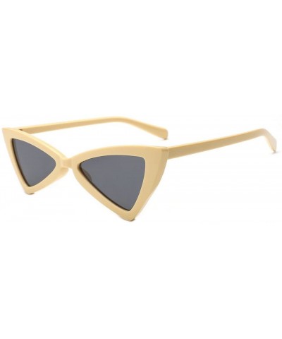 Rectangular Women Vintage Cat Eye Frame Shades Acetate Triangle Frame UV Glasses Sunglasses (F) - CQ18RQMDWRC $6.07