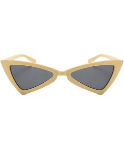 Rectangular Women Vintage Cat Eye Frame Shades Acetate Triangle Frame UV Glasses Sunglasses (F) - CQ18RQMDWRC $6.07