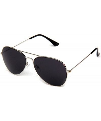 Aviator Newbee Fashion Classic Sunglasses Protection - Silver/Smoke - CZ12NTETBTB $18.49