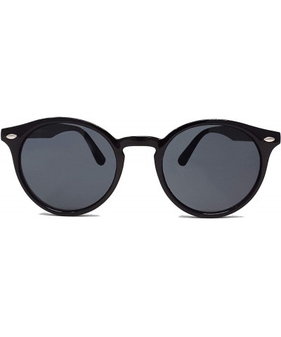 Round Vintage Sunglasses Horn Rimmed Round Circle Sunglasses IL1011 - Black - C918KXCEN6N $23.86