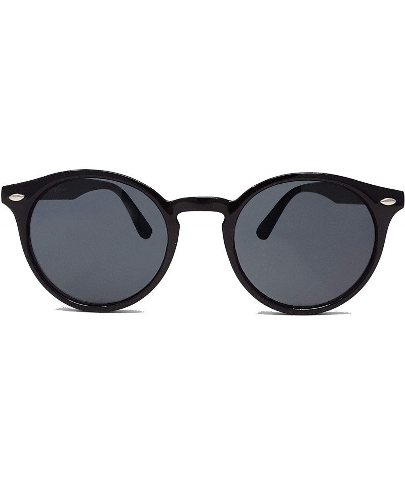 Round Vintage Sunglasses Horn Rimmed Round Circle Sunglasses IL1011 - Black - C918KXCEN6N $12.40