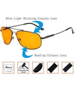 Aviator Blue Blocking Orange Tinted Bifocal Glasses for Reading Computer Screen Men Bendable Titanium - 1803-black - CL18ZGWR...