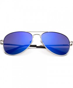 Aviator Vintage Pilot Classic Aviator Design Flash Mirrored Lenses with UV Protection - Silver/Blue - CN17YU977T9 $11.01