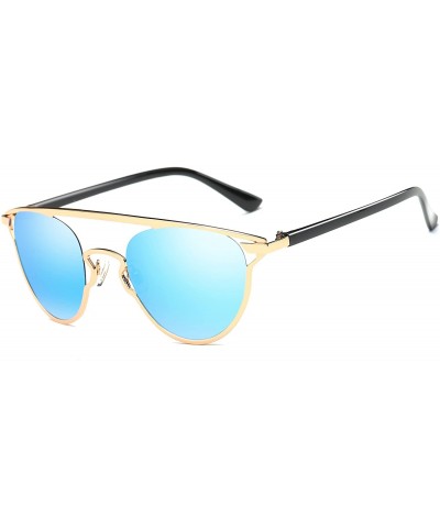 Cat Eye Classic Vintage Women Cat Eye Sunglasses Polarized Coating Mirror Lens UV400 - Gold/Blue - CN12NRH8ML5 $19.01