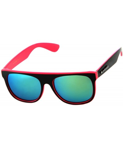 Square Men's Flat Top Square 55mm Sunglasses - Pink - CJ11K1NZ837 $17.49