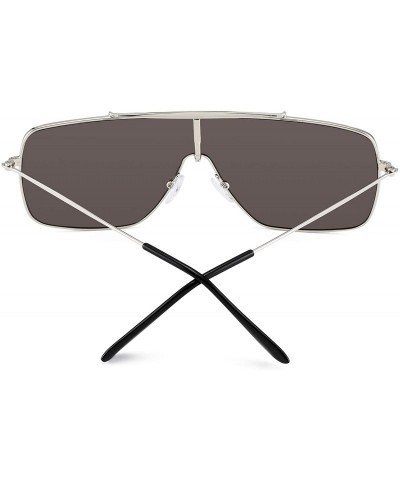 Shield One Piece Shield Sunglasses for Women Metal Frame Gradient Lens - Silver Frame / Silver Lens - CS192SK0W3E $13.74