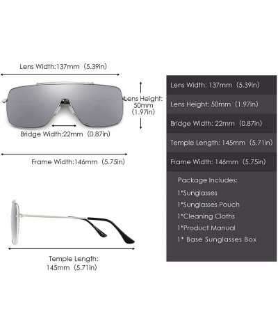 Shield One Piece Shield Sunglasses for Women Metal Frame Gradient Lens - Silver Frame / Silver Lens - CS192SK0W3E $13.74