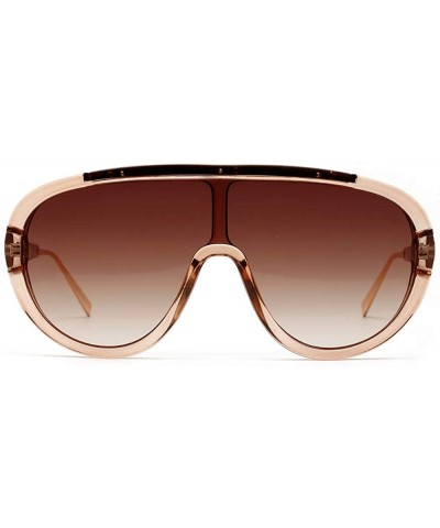 Goggle One Piece Sunglasses Oversized Hot Selling Mens Goggles Sun Glasses Female Summer Uv400 - Clear Brown - CO1976N6ZIE $1...