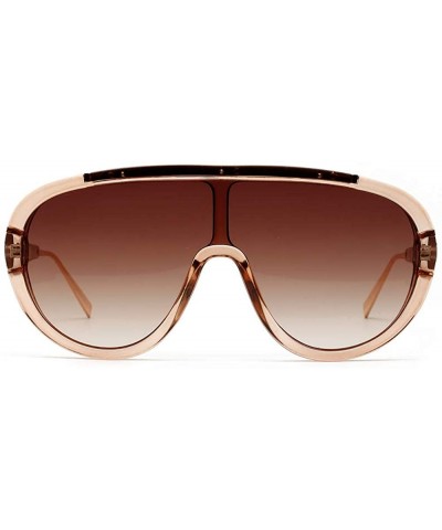 Goggle One Piece Sunglasses Oversized Hot Selling Mens Goggles Sun Glasses Female Summer Uv400 - Clear Brown - CO1976N6ZIE $1...