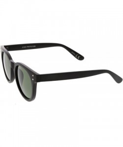 Wayfarer Classic High Sitting Arms Round Neutral Color Lens Horned Rimmed Sunglasses 49mm - Matte Black / Green - C21865MS9Q3...