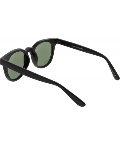 Wayfarer Classic High Sitting Arms Round Neutral Color Lens Horned Rimmed Sunglasses 49mm - Matte Black / Green - C21865MS9Q3...