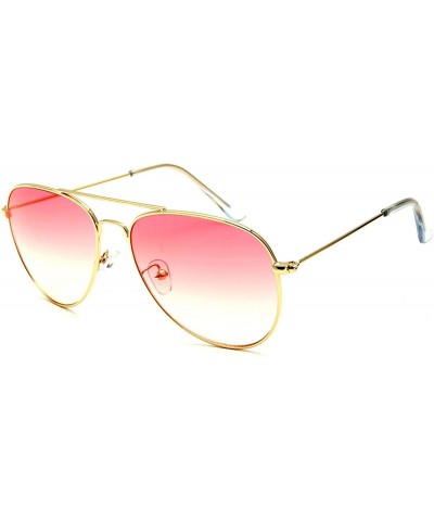 Aviator Classic Metal Frame Ocean Color Play Lens Aviator Sunglasses - Pink - CQ18U8593KT $11.49
