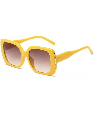 Oversized Luxury Oversized Sunglasses Women Retro Brand Designer Big Black As Picture - Yellow - CX18XE0CCDQ $18.78