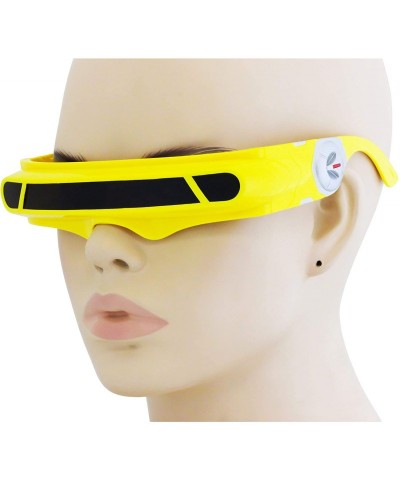 Wrap Futuristic Space Alien Costume Party Cyclops Shield Colored Mirror Mono Lens Wrap Sunglasses 147mm - Yellow - CR185Z82NZ...