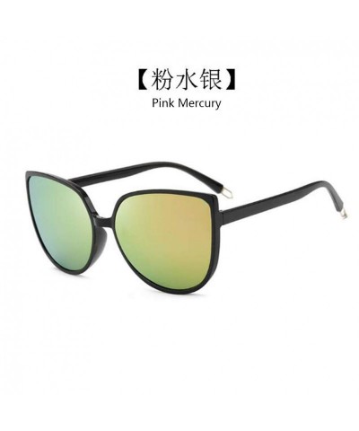 Round Retro UV protection sunglasses female Round sunglasses men big frame sunglasses (Pink mercury) - Pink mercury - C7190R5...