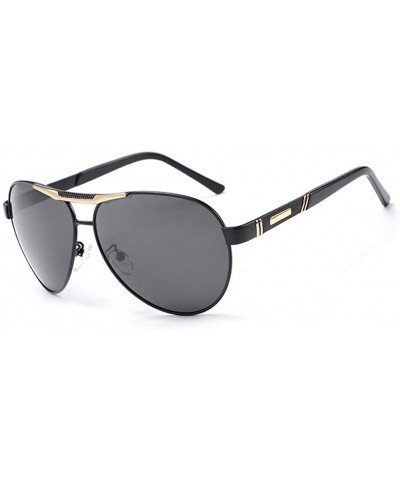 Semi-rimless Fashion Retro Biker Fishing Oversized Polarized Sunglasses for Men 4269 - Gold - CG18ZTD76G4 $13.99