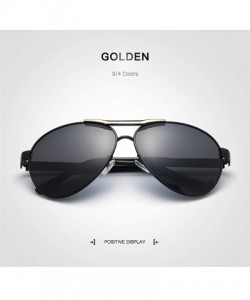 Semi-rimless Fashion Retro Biker Fishing Oversized Polarized Sunglasses for Men 4269 - Gold - CG18ZTD76G4 $13.99