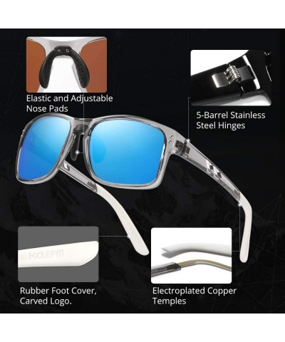 Wrap Classic Square Sunglasses Men Sports Polarized & 100% UV Protection Outdoor eyewear KD524 - Mirrored Ice Blue - CT194C98...