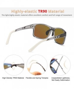 Wrap Classic Square Sunglasses Men Sports Polarized & 100% UV Protection Outdoor eyewear KD524 - Mirrored Ice Blue - CT194C98...